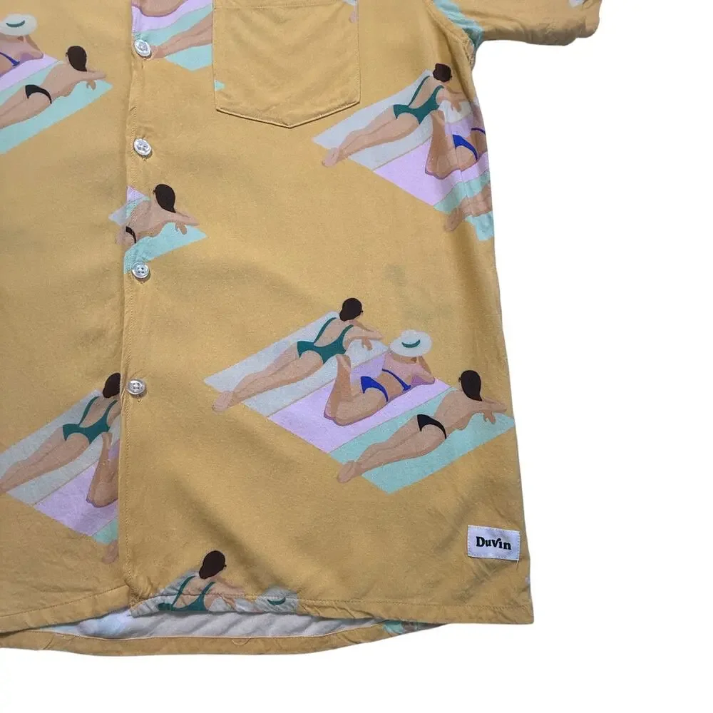 Duvin Design Co. "Have A Day" Button-Up Shirt Beach Sunbather Print Men Size M - Picture 4 of 11